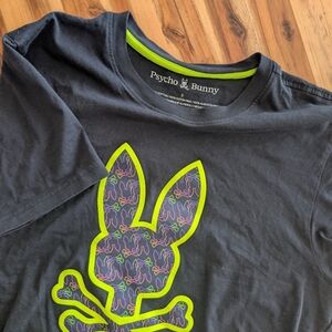 Psycho Bunny Mens 5 T-Shirt with Neon Green Accents